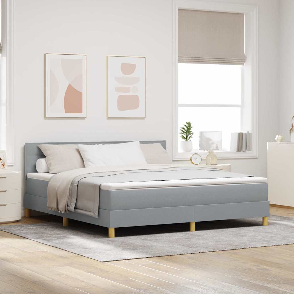 LED Box Spring Krevet Svijetlo siva 180 x 200 cm tkanina