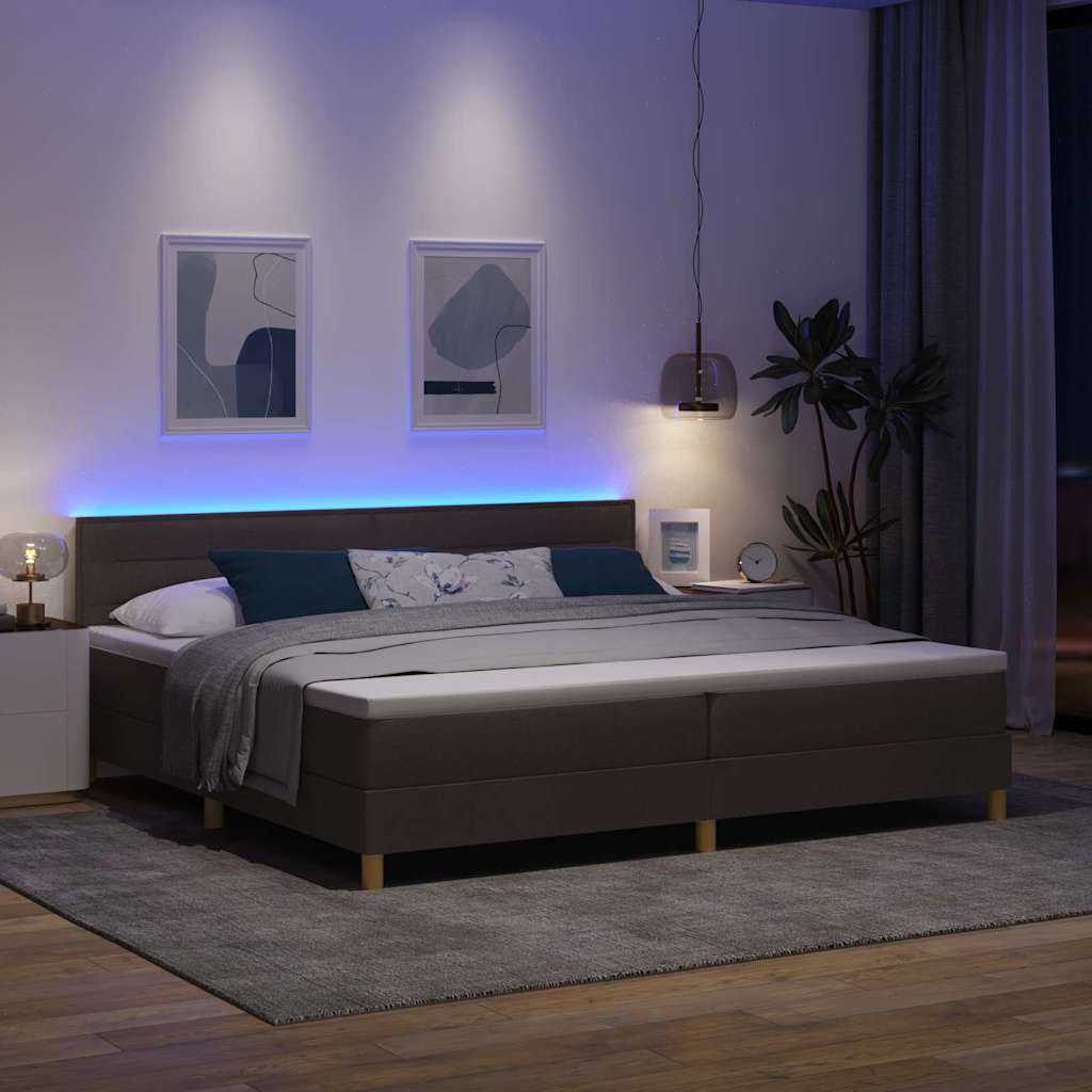 LED Box Spring Krevet Tamno smeđa 200 x 200 cm tkanina