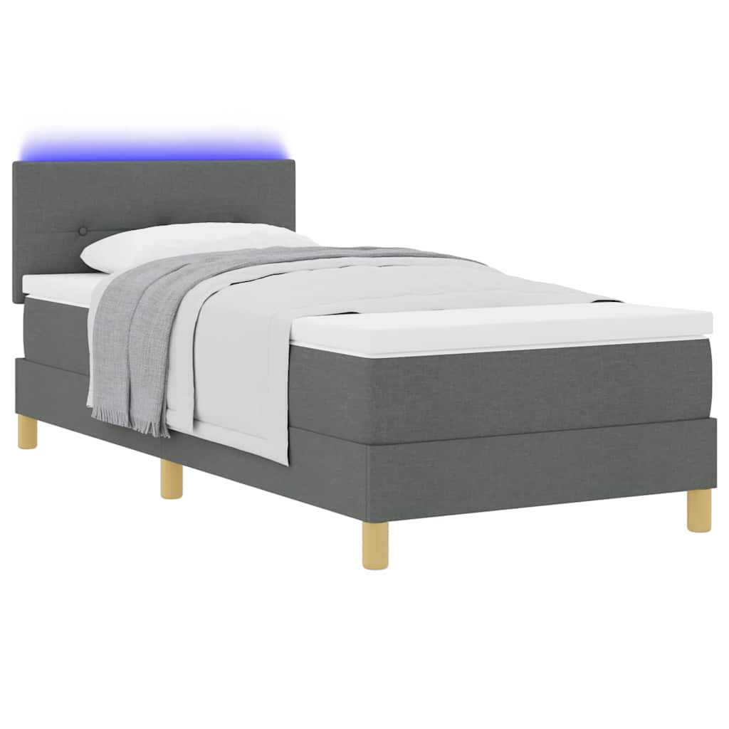 LED Box Spring Krevet Tamno siva 90 x 190 cm tkanina