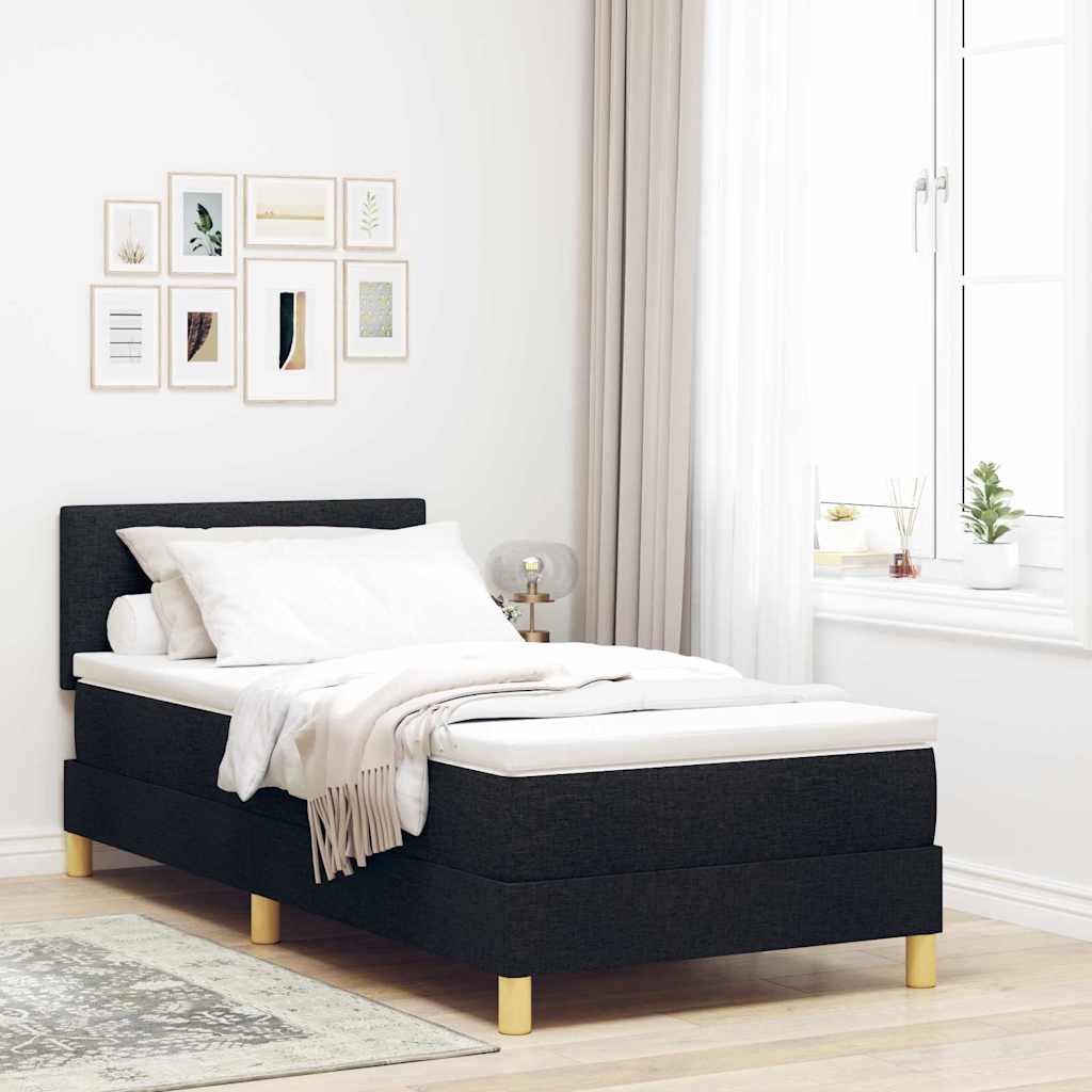 LED Box Spring Krevet s LED trakama Crna 90 x 200 cm tkanina
