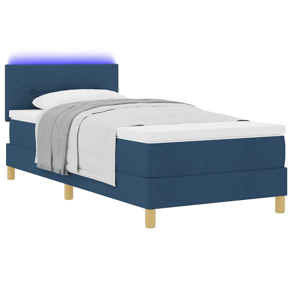 LED Box Spring Krevet s LED trakama Plava 90 x 200 cm tkanina