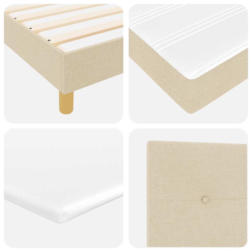 LED Box Spring Krevet s LED trakama Krema 100 x 200 cm tkanina