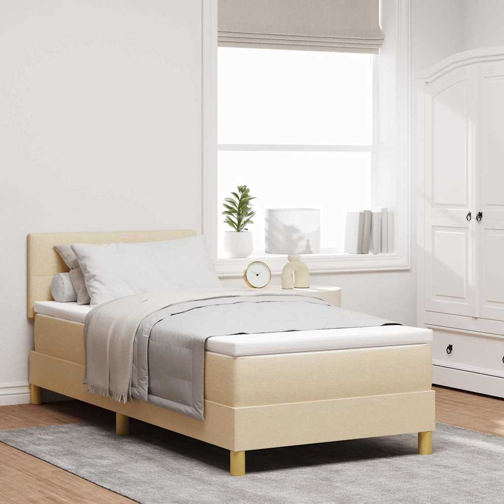 LED Box Spring Krevet s LED trakama Krema 100 x 200 cm tkanina
