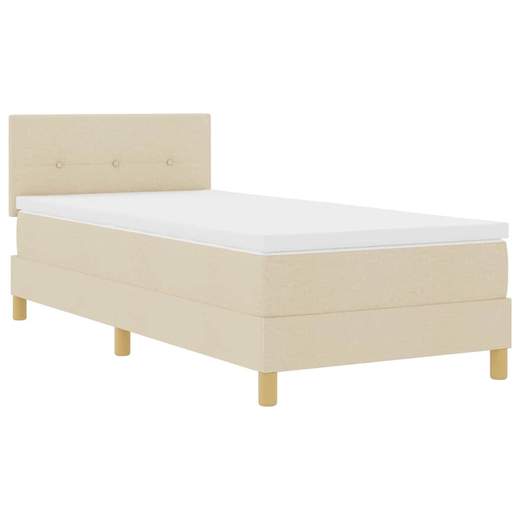 LED Box Spring Krevet s LED trakama Krema 100 x 200 cm tkanina