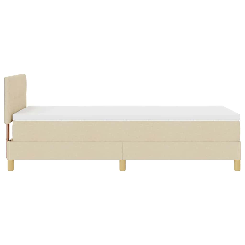 LED Box Spring Krevet s LED trakama Krema 100 x 200 cm tkanina