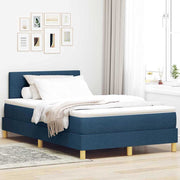 LED Box Spring Krevet s uzglavljem Plava 120 x 190 cm tkanina
