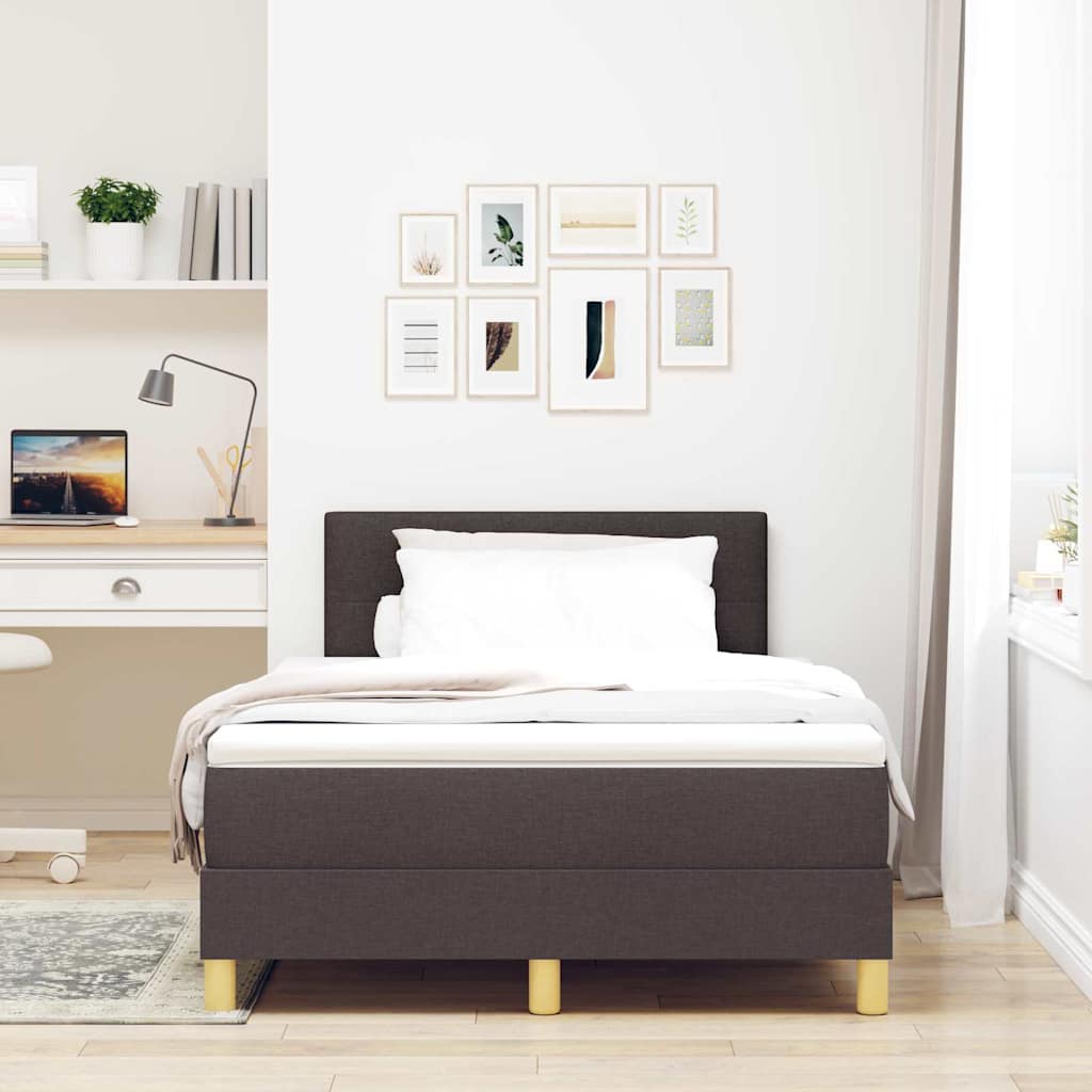 LED Box Spring Krevet Tamno smeđa 120 x 200 cm tkanina