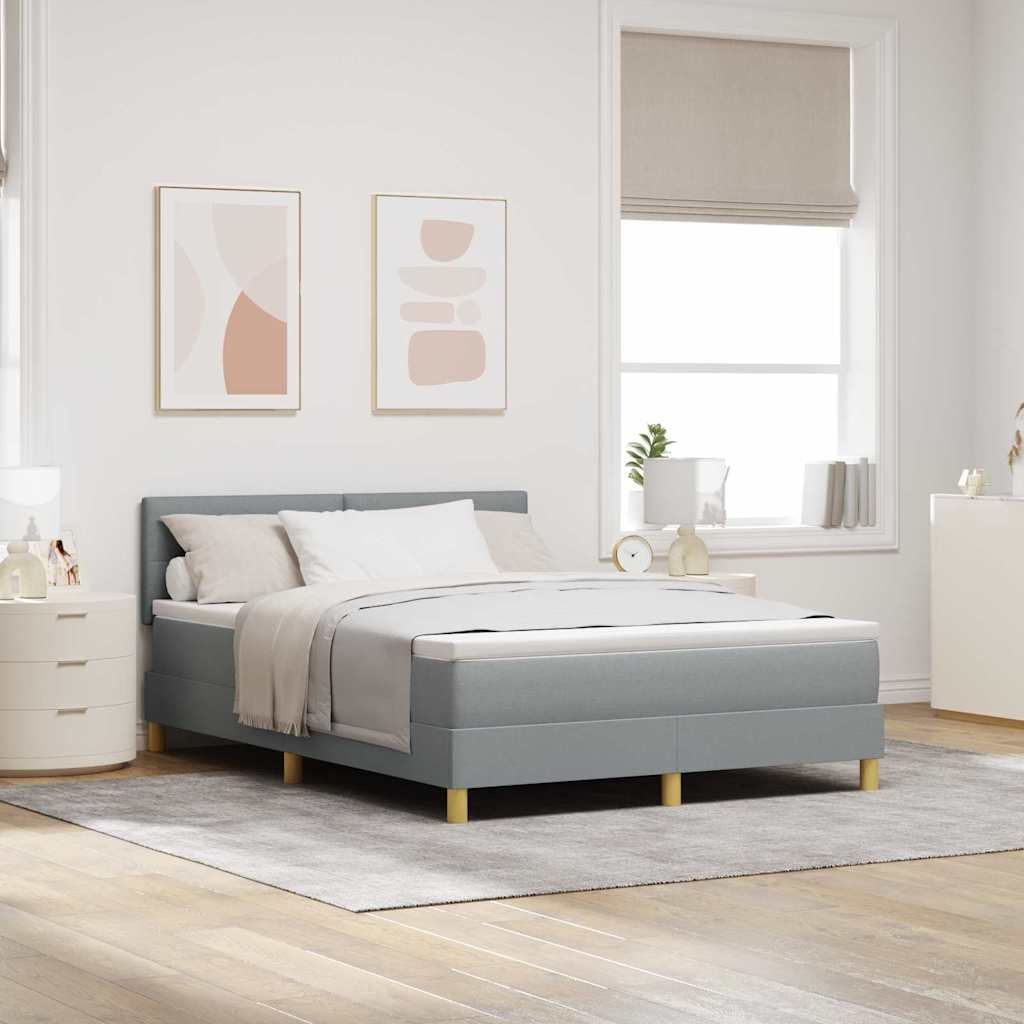 LED Box Spring Krevet Svijetlo siva 140 x 190 cm tkanina