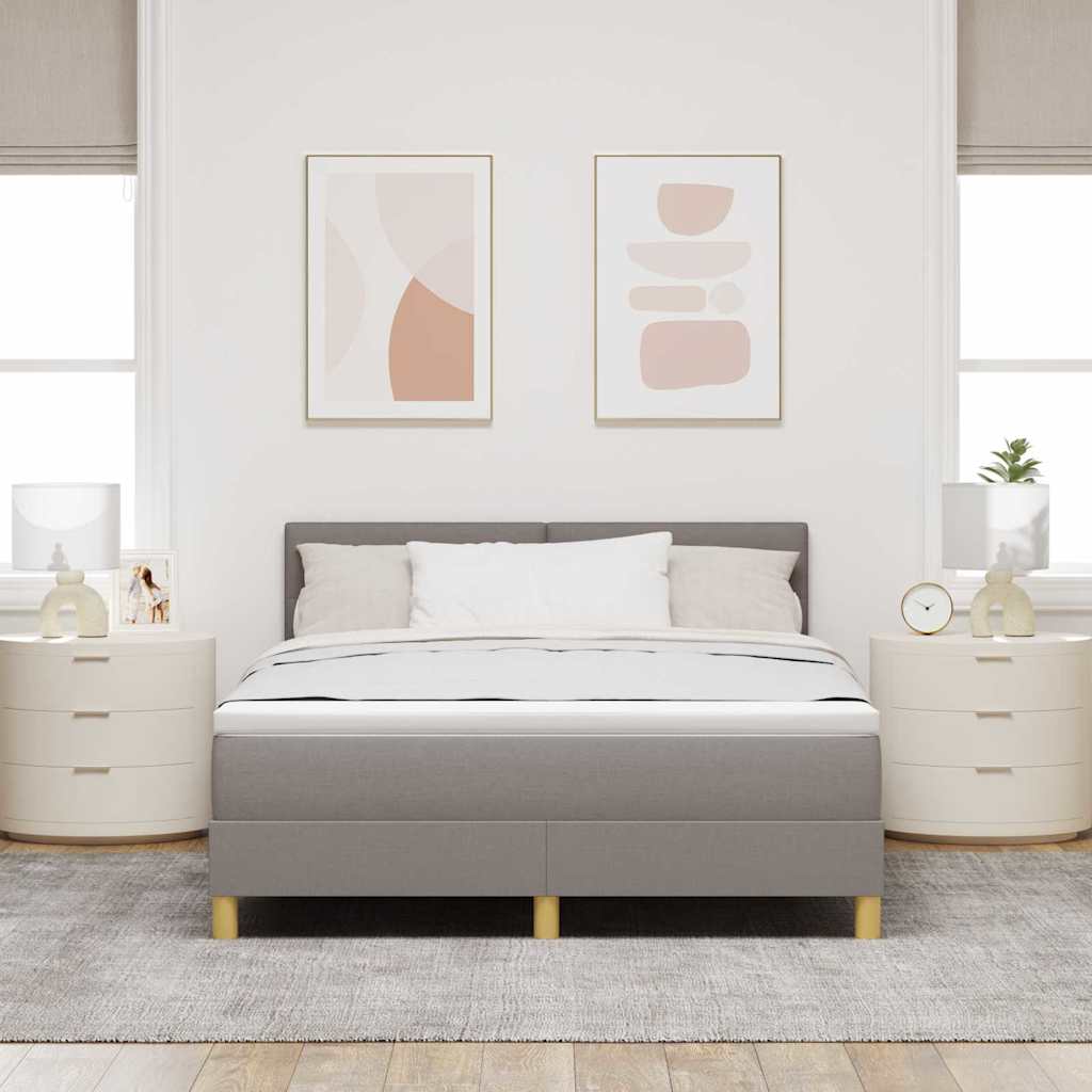 LED Box Spring Krevet Sivo-smeđa 140 x 190 cm tkanina