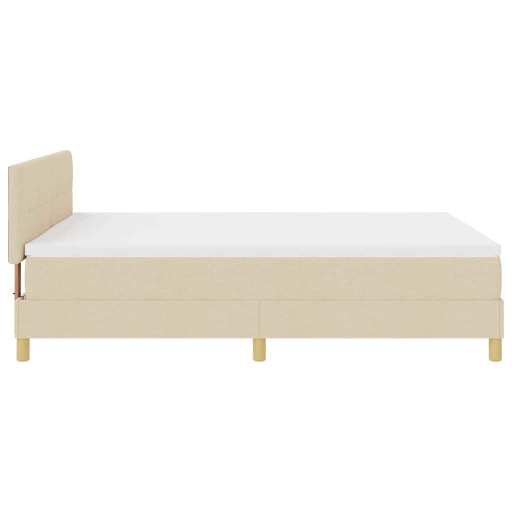 LED Box Spring Krevet s LED trakama Krema 140 x 190 cm tkanina
