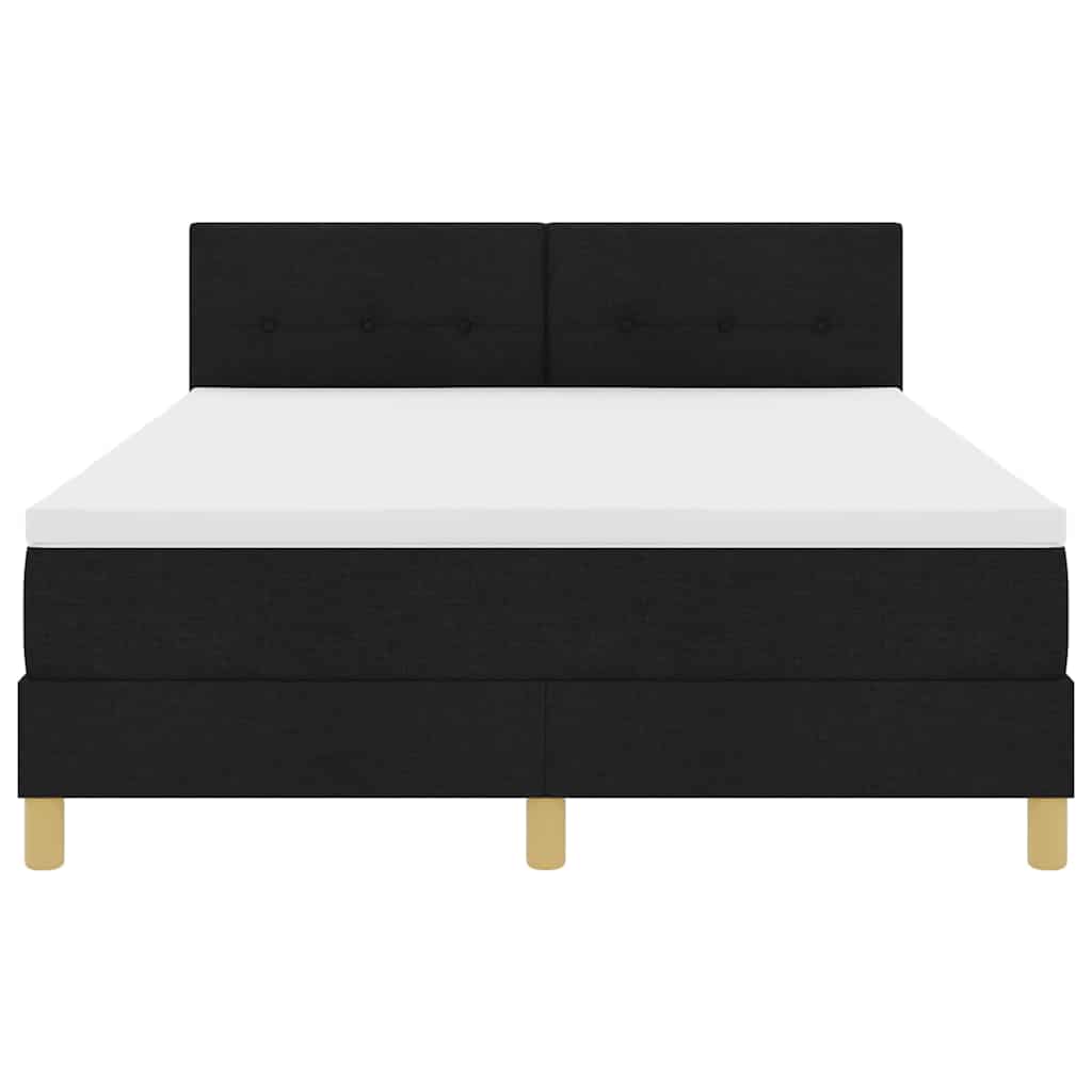 LED Box Spring Krevet s LED trakama Crna 140 x 200 cm tkanina