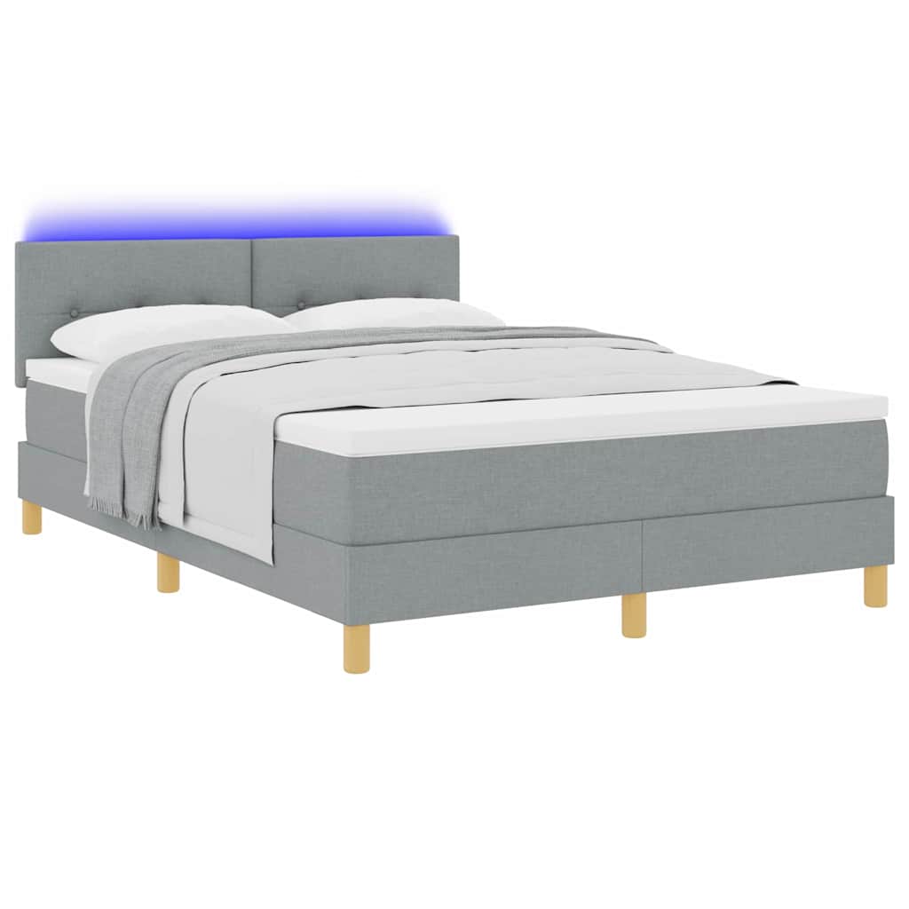 LED Box Spring Krevet Svijetlo siva 160 x 200 cm tkanina