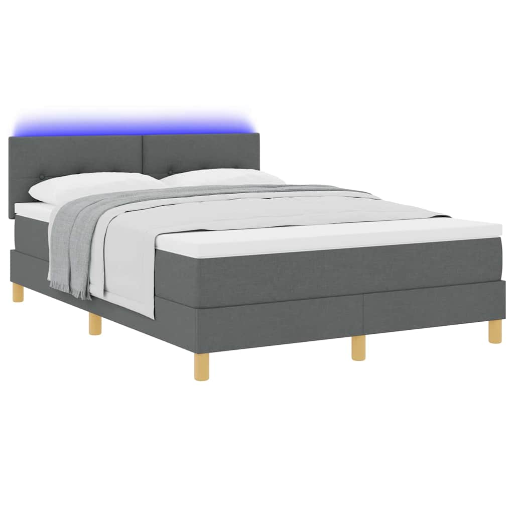 LED Box Spring Krevet Tamno siva 160 x 200 cm tkanina