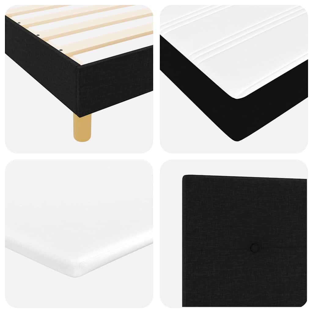 LED Box Spring Krevet s jastukom Crna 160 x 200 cm tkanina