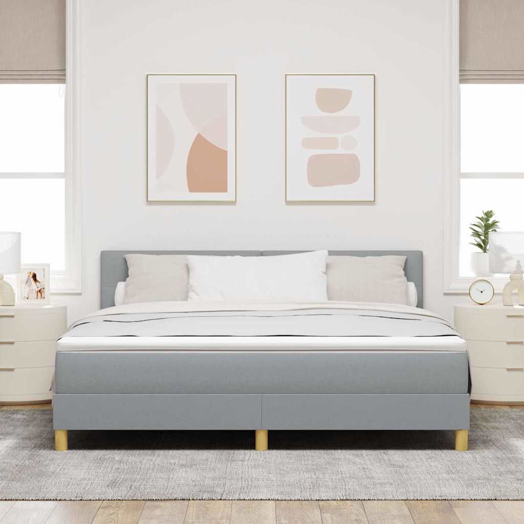 LED Box Spring Krevet Svijetlo siva 180 x 200 cm tkanina