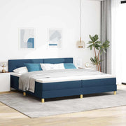 LED Box Spring Krevet s LED trakama Plava 200 x 200 cm tkanina