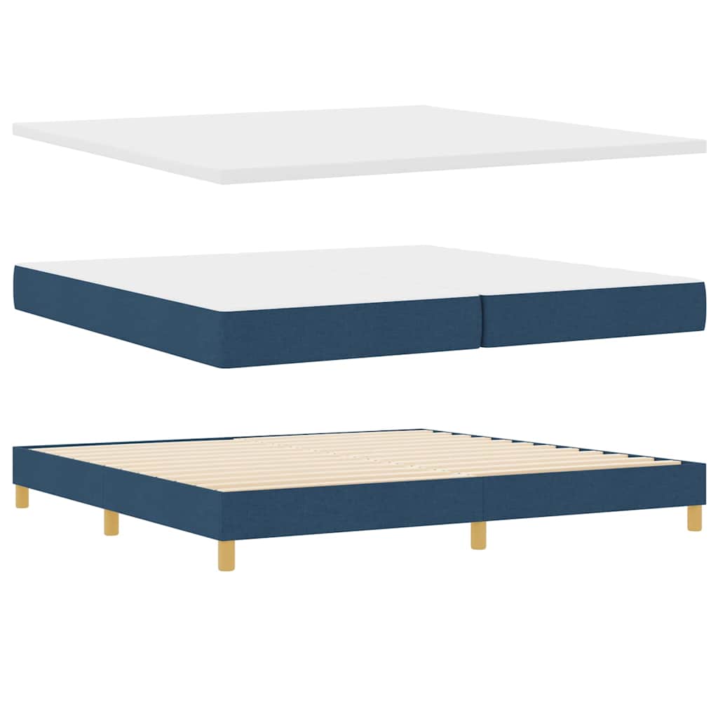 LED Box Spring Krevet s LED trakama Plava 200 x 200 cm tkanina