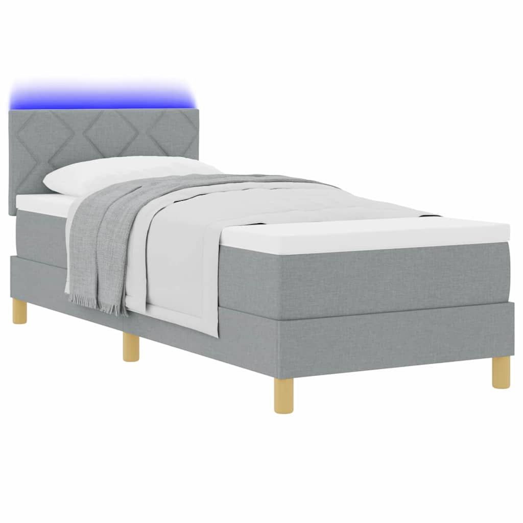 LED Box Spring Krevet Svijetlo siva 80 x 200 cm tkanina