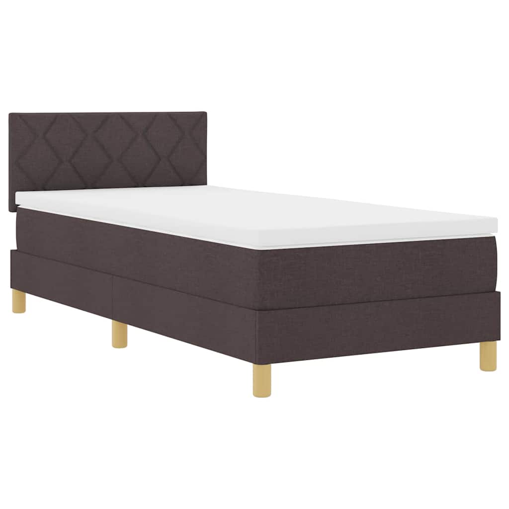 LED Box Spring Krevet Tamno smeđa 90 x 190 cm tkanina