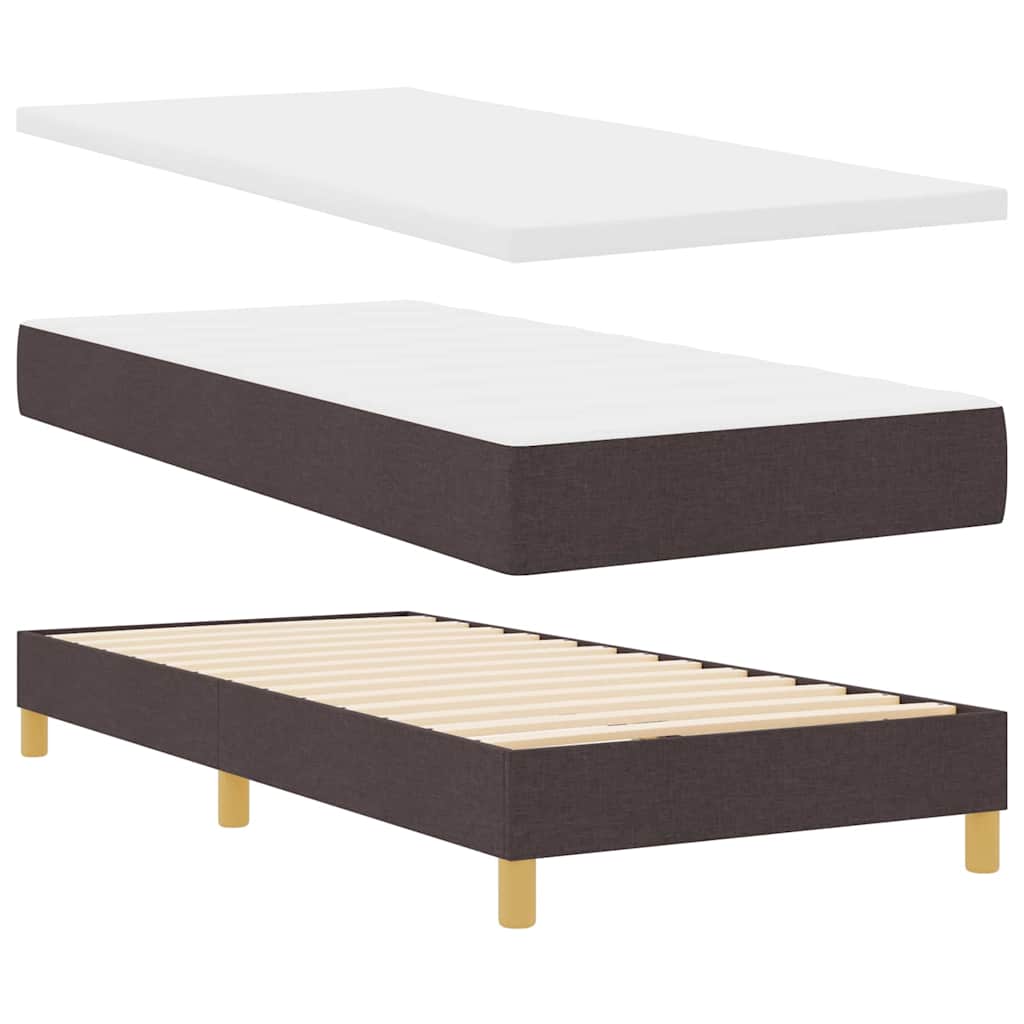 LED Box Spring Krevet Tamno smeđa 90 x 190 cm tkanina