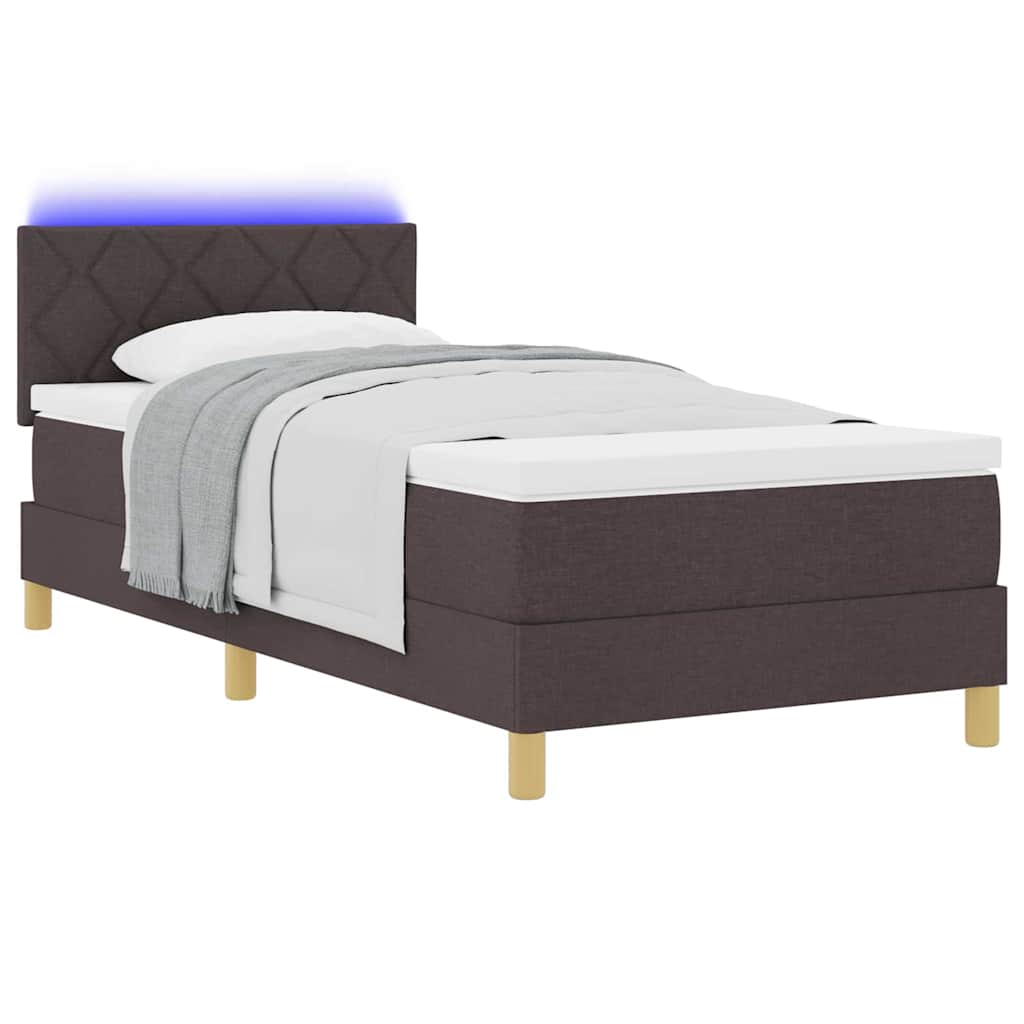 LED Box Spring Krevet Tamno smeđa 90 x 190 cm tkanina