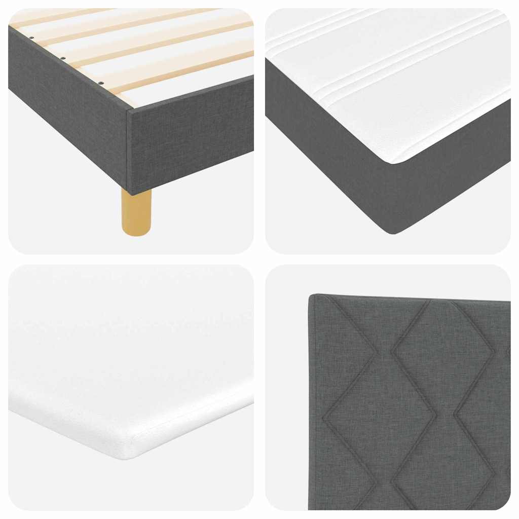LED Box Spring Krevet Tamno siva 100 x 200 cm tkanina