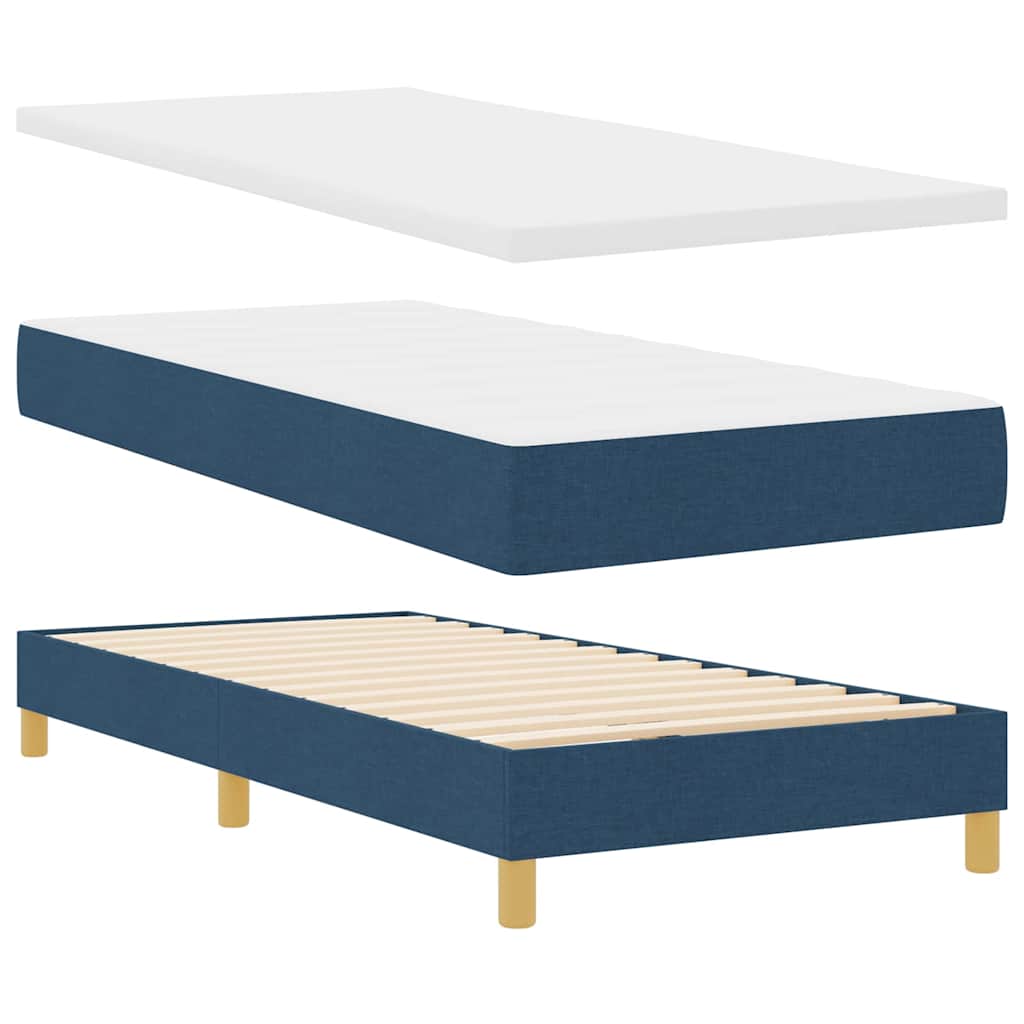 LED Box Spring Krevet s uzglavljem Plava 100 x 200 cm tkanina