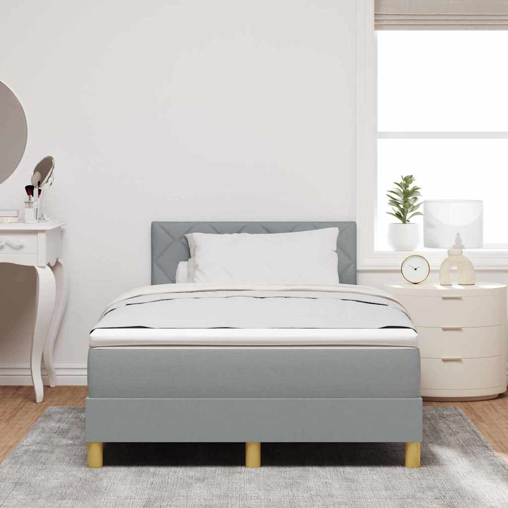 LED Box Spring Krevet Svijetlo siva 120 x 190 cm tkanina