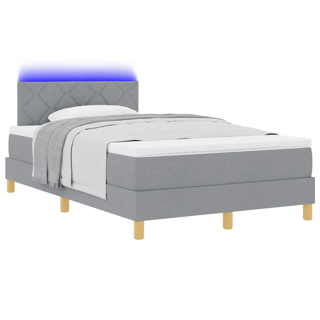 LED Box Spring Krevet Svijetlo siva 120 x 190 cm tkanina