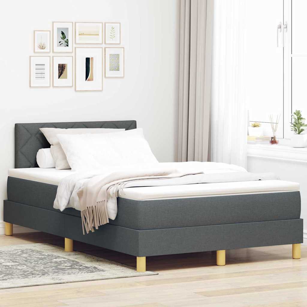 LED Box Spring Krevet Tamno siva 120 x 190 cm tkanina