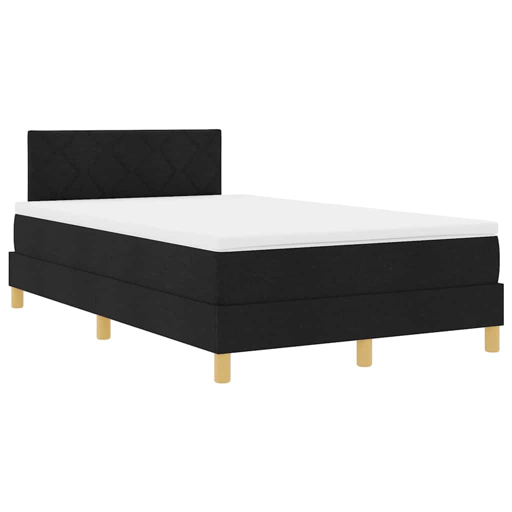 LED Box Spring Krevet s jastukom Crna 120 x 190 cm tkanina