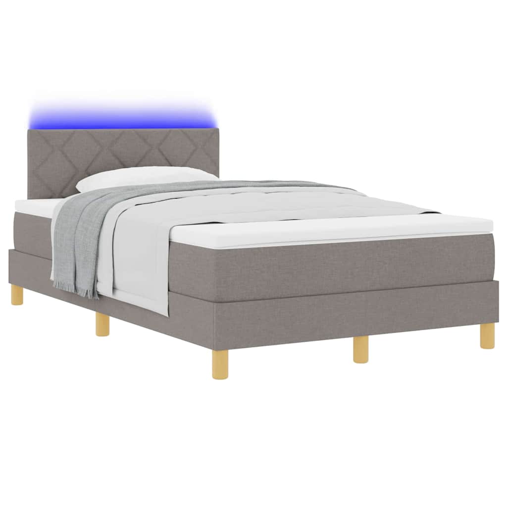 LED Box Spring Krevet Sivo-smeđa 120 x 190 cm tkanina
