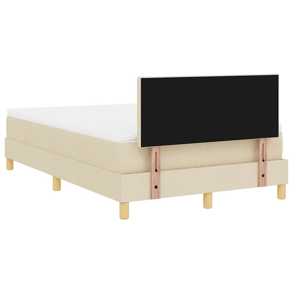 LED Box Spring Krevet s jastukom Krema 120 x 190 cm tkanina