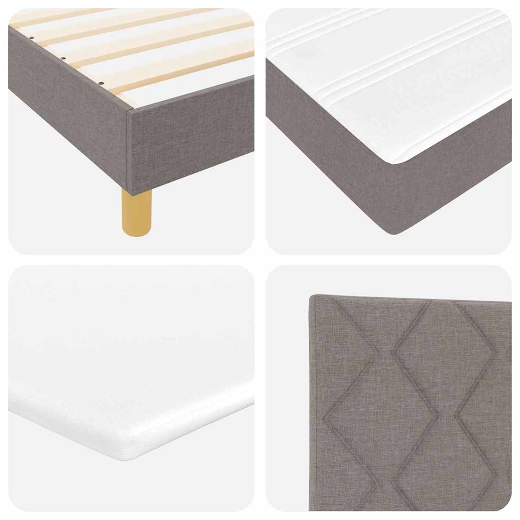 LED Box Spring Krevet Sivo-smeđa 140 x 190 cm tkanina