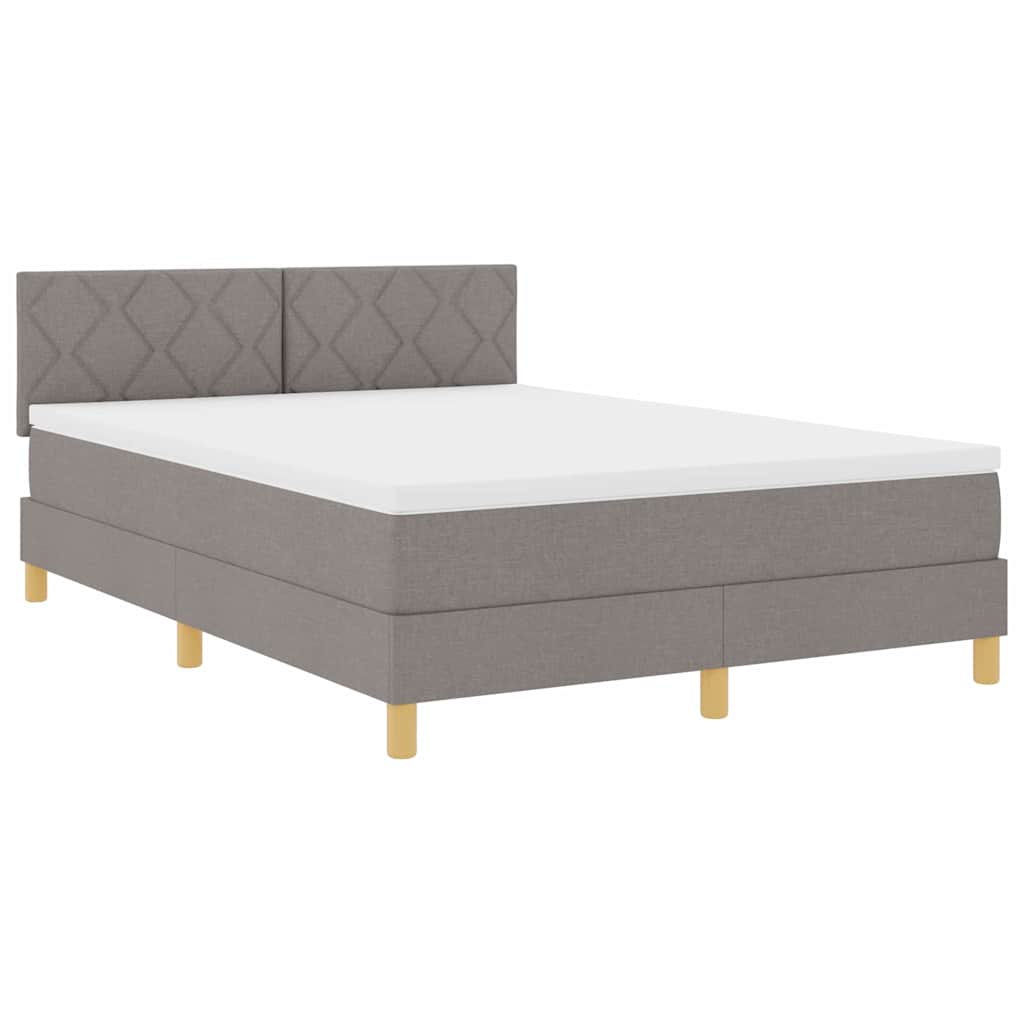 LED Box Spring Krevet Sivo-smeđa 140 x 190 cm tkanina