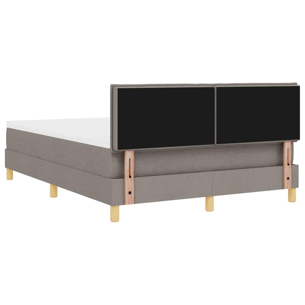 LED Box Spring Krevet Sivo-smeđa 140 x 190 cm tkanina