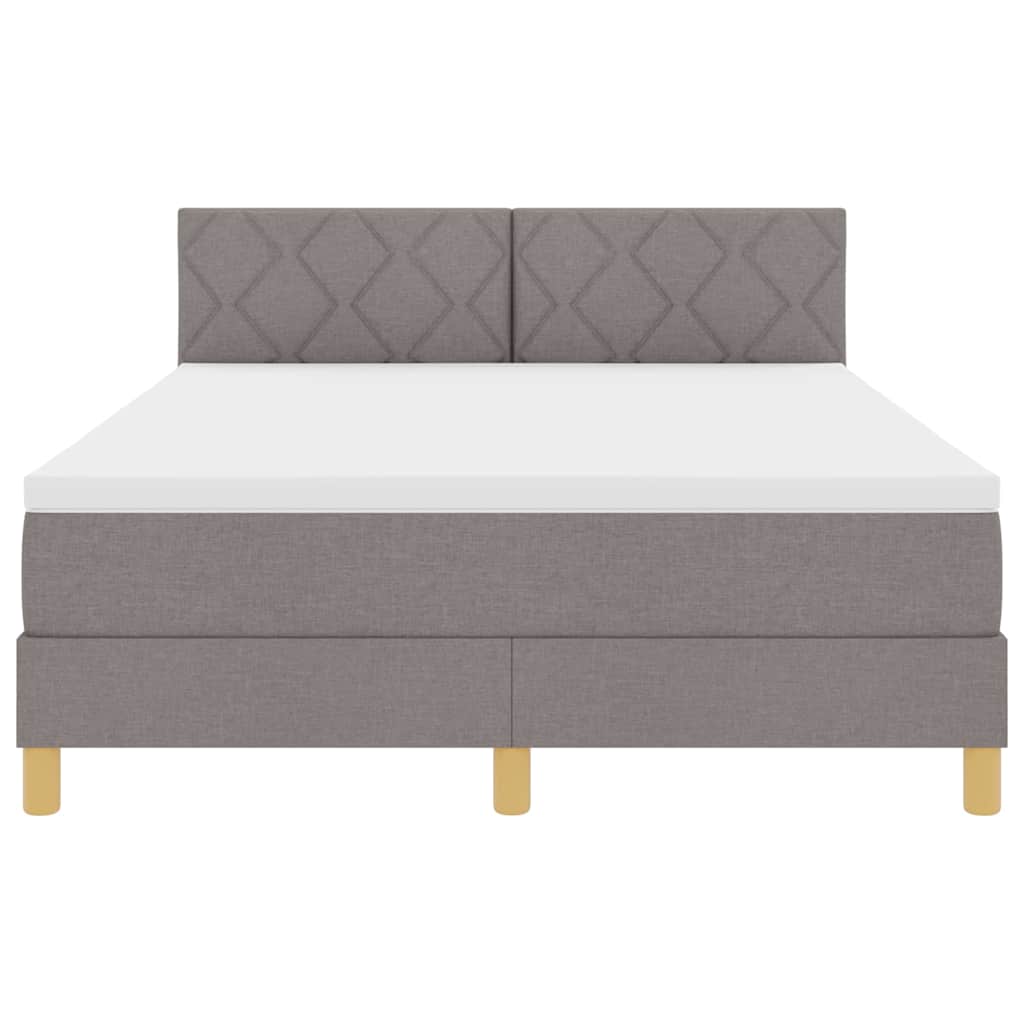 LED Box Spring Krevet Sivo-smeđa 140 x 190 cm tkanina