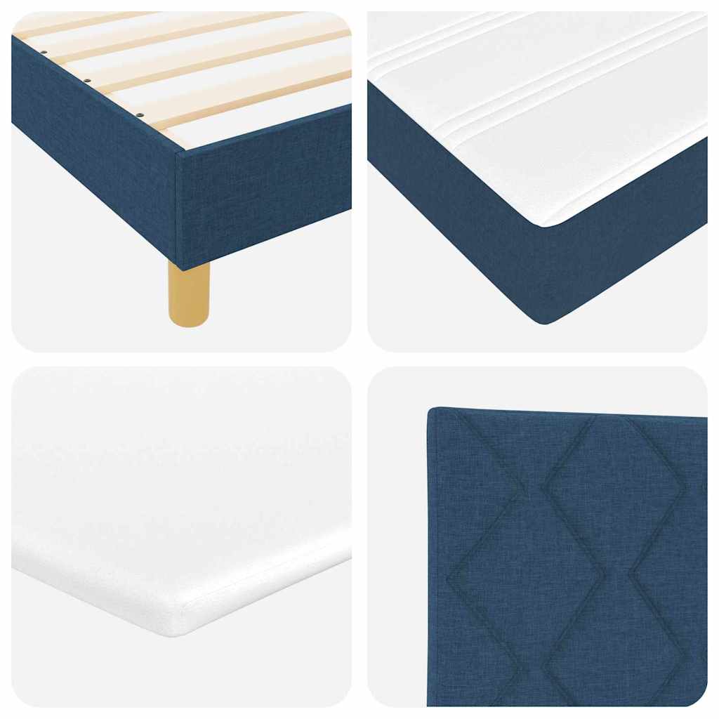 LED Box Spring Krevet s LED trakama Plava 140 x 190 cm tkanina