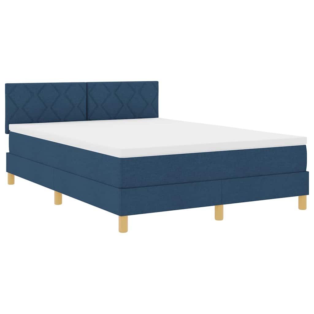 LED Box Spring Krevet s LED trakama Plava 140 x 190 cm tkanina