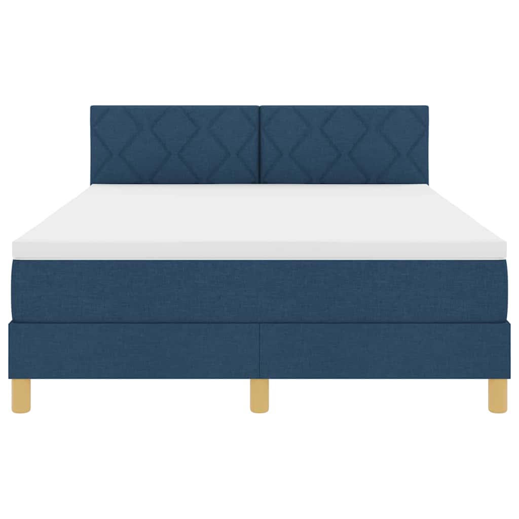 LED Box Spring Krevet s LED trakama Plava 140 x 190 cm tkanina