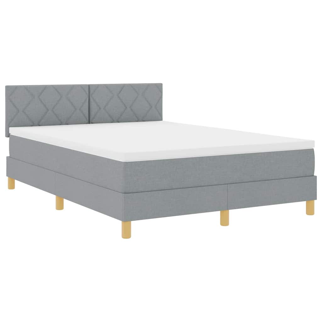 LED Box Spring Krevet Svijetlo siva 160 x 200 cm tkanina