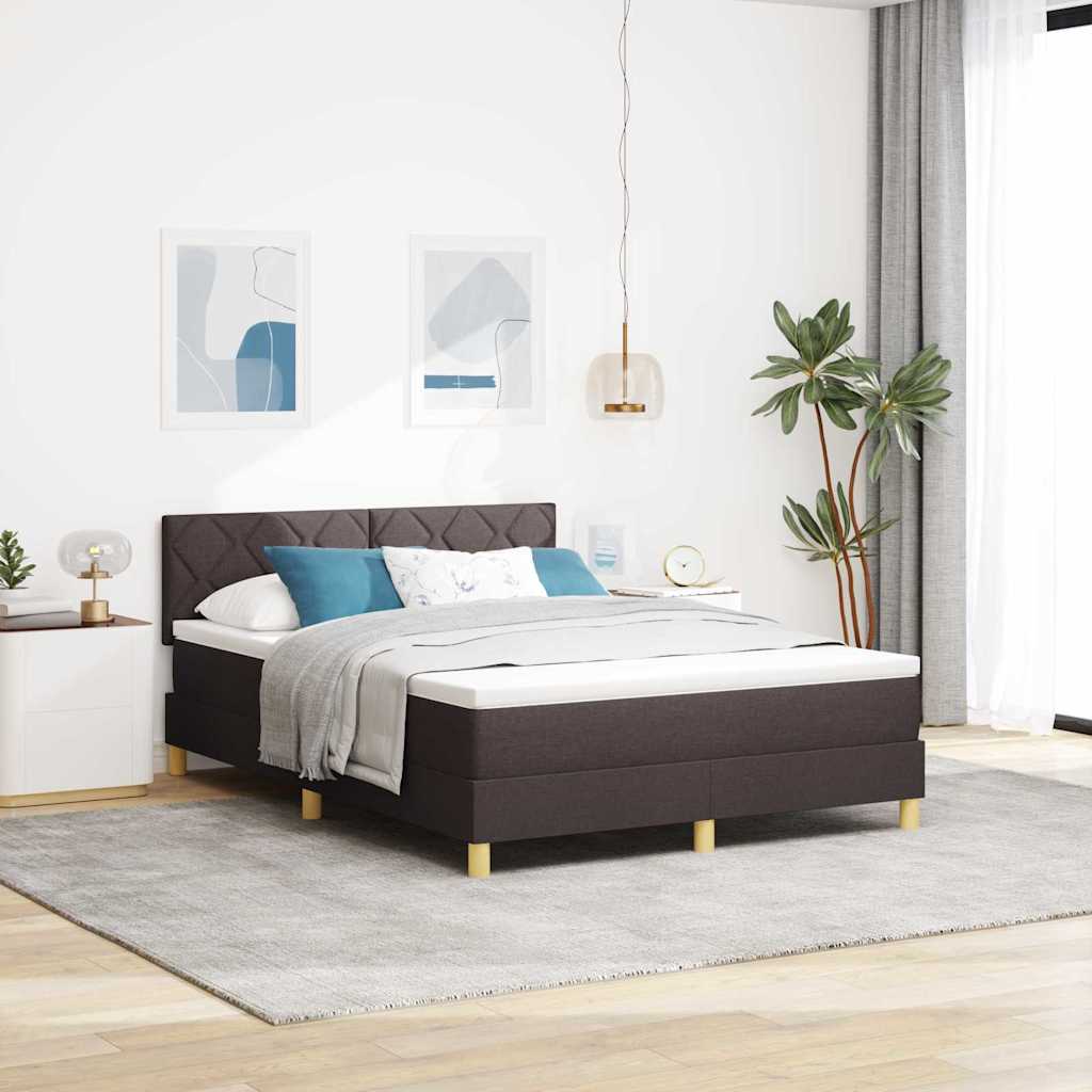LED Box Spring Krevet Tamno smeđa 160 x 200 cm tkanina