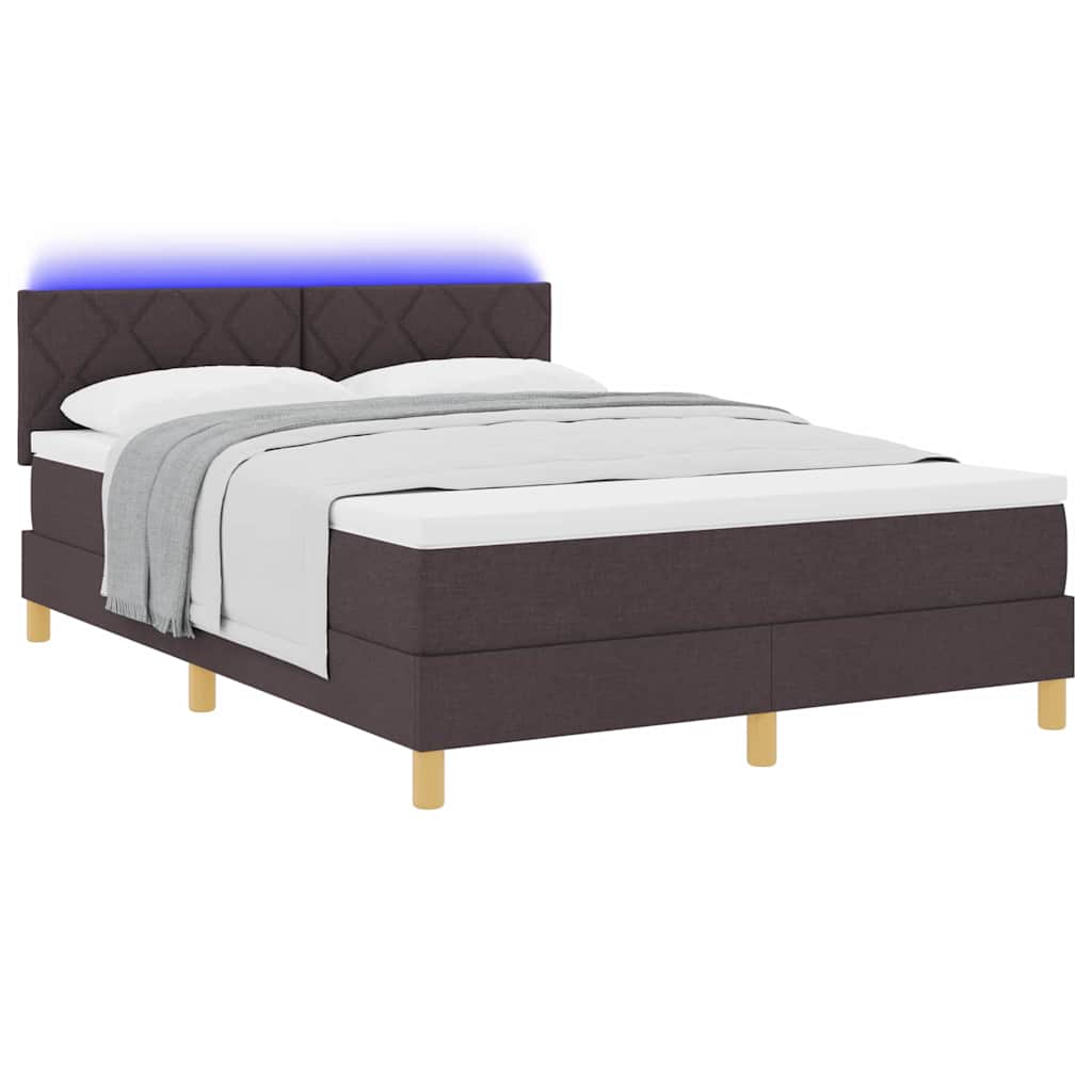 LED Box Spring Krevet Tamno smeđa 160 x 200 cm tkanina