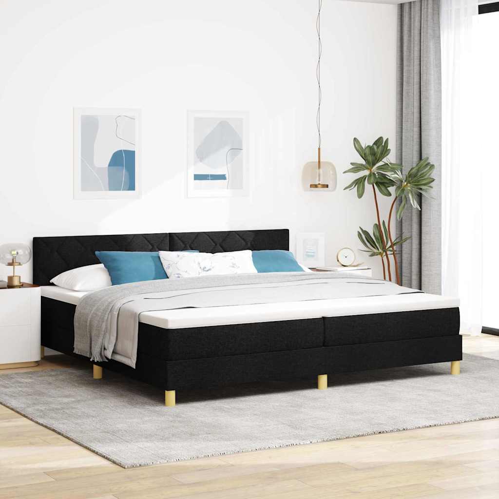 LED Box Spring Krevet s LED trakama Crna 200 x 200 cm tkanina