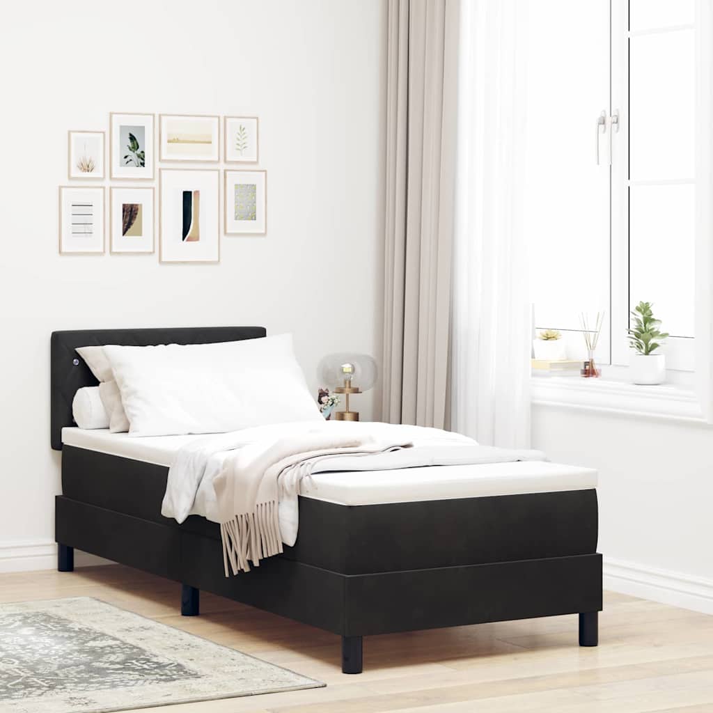 LED Box Spring Krevet s madracem Crna 80 x 200 cm Baršun