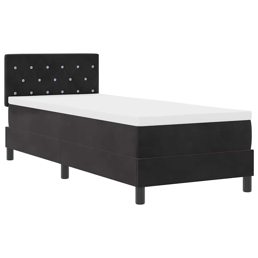 LED Box Spring Krevet s madracem Crna 80 x 200 cm Baršun