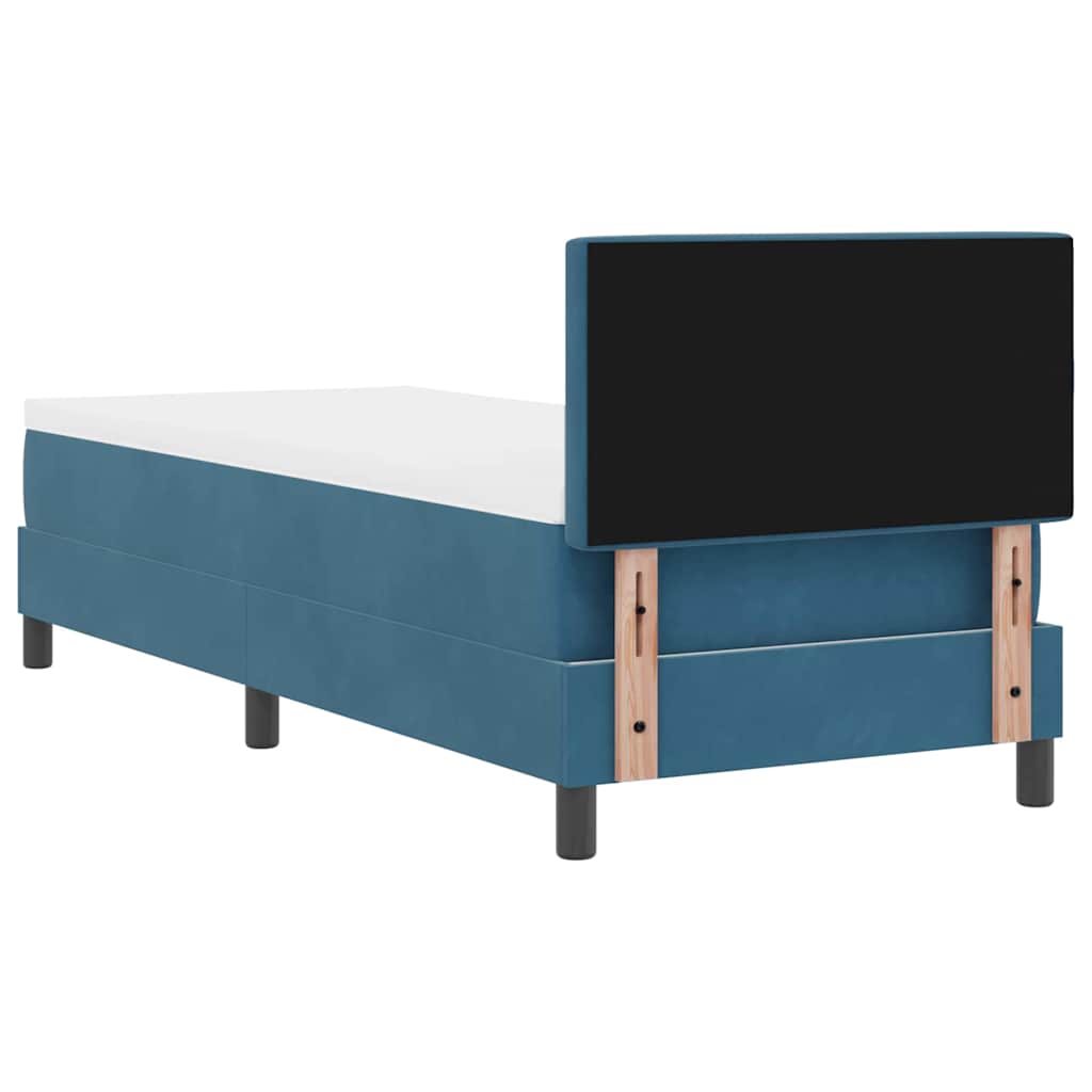 LED Box Spring Krevet s madracem Tamno plava 80 x 200 cm Baršun