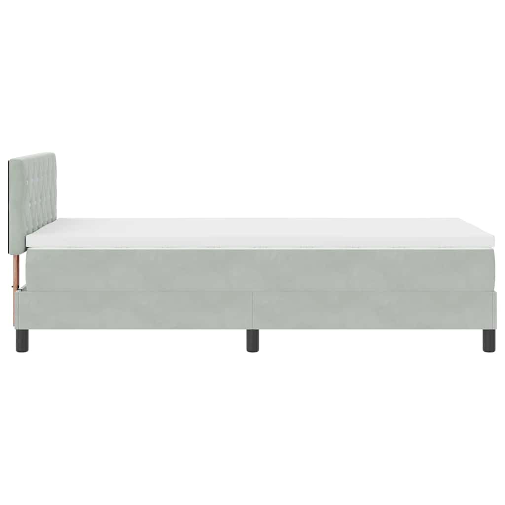 LED Box Spring Krevet Svijetlo siva 90 x 190 cm Baršun