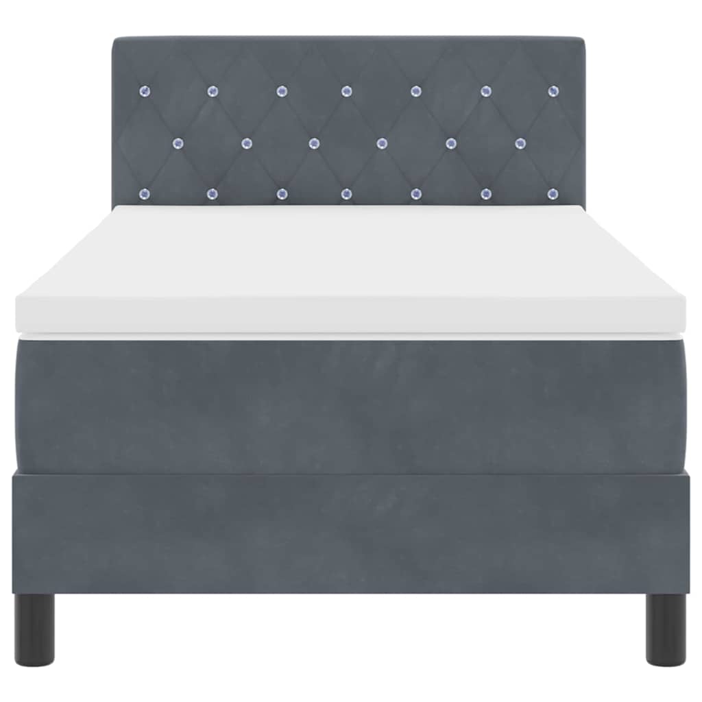 LED Box Spring Krevet s madracem Tamno siva 90 x 200 cm Baršun