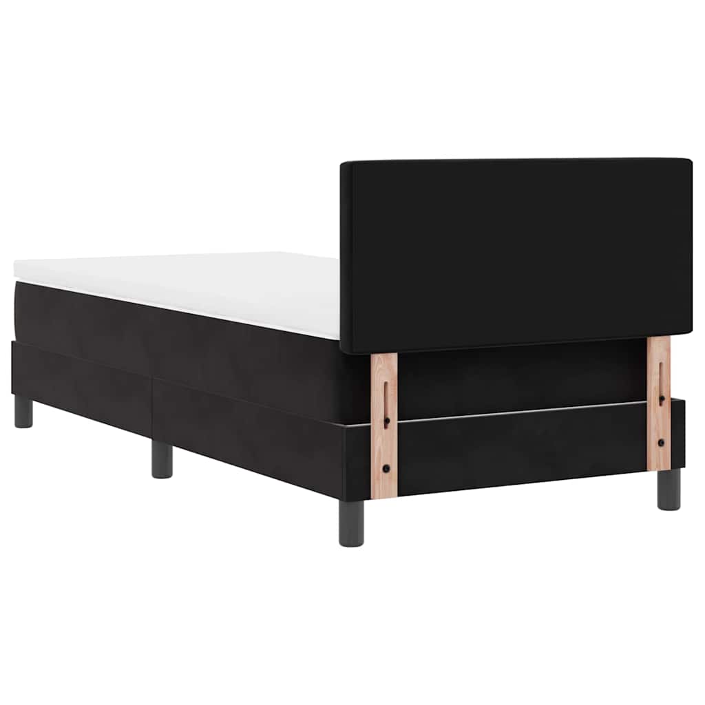 LED Box Spring Krevet s madracem Crna 90 x 200 cm Baršun